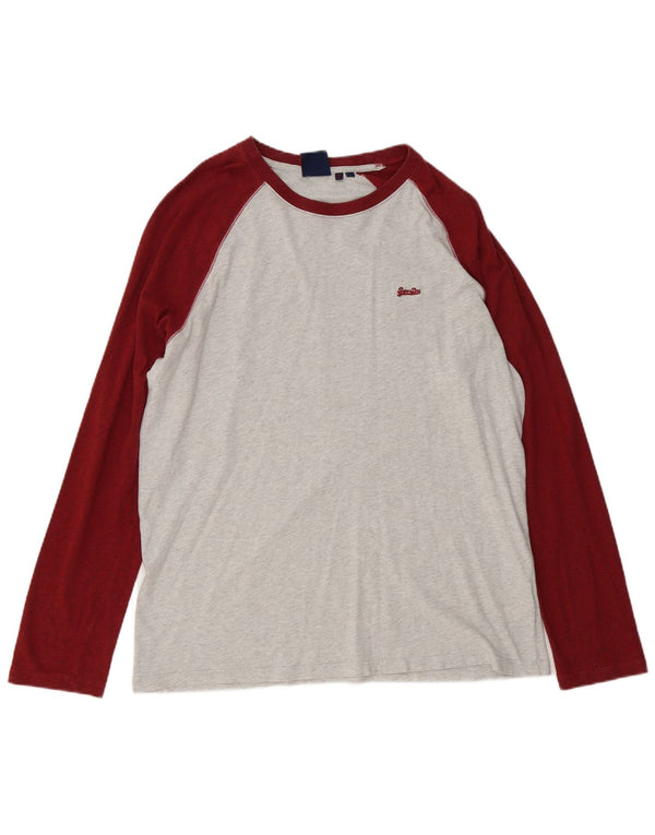 Superdry Herre Top Langærmet 2XL Grå Colourblock Bomuld