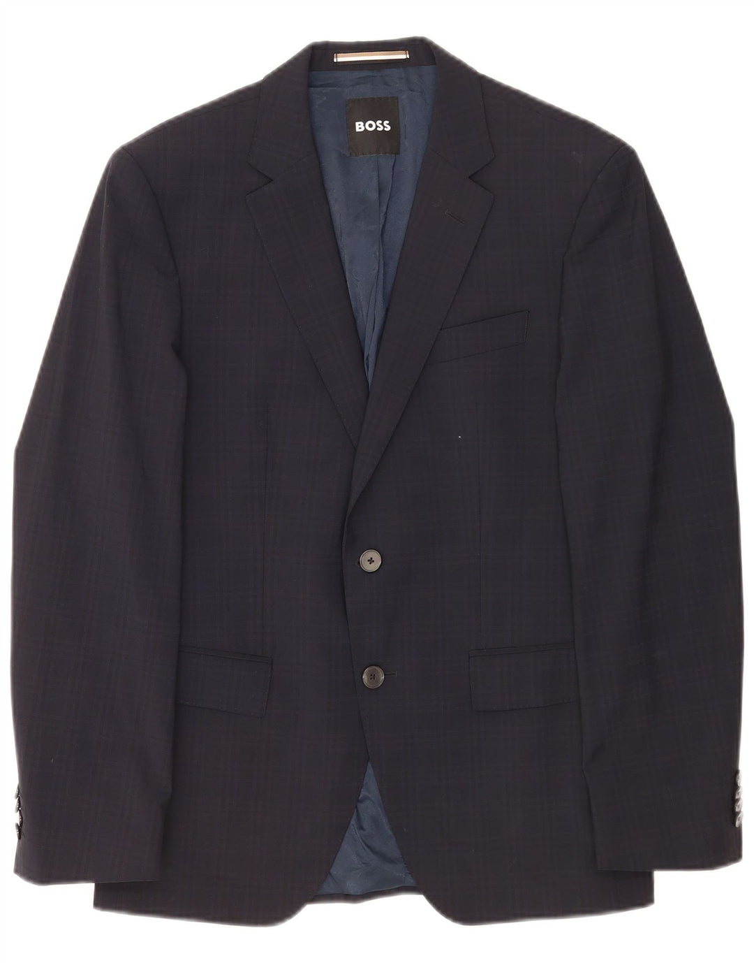 Hugo Boss Herre 2-knaps blazerjakke EU 48 Medium Navy Blue Check Classic