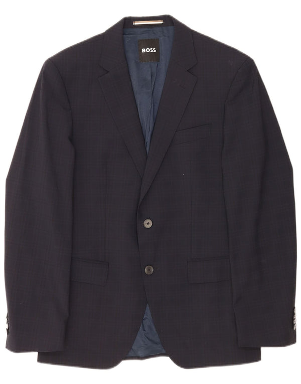 Hugo Boss Herre 2-knaps blazerjakke EU 48 Medium Navy Blue Check Classic