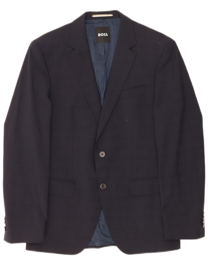 Hugo Boss Herre 2-knaps blazerjakke EU 48 Medium Navy Blue Check Classic