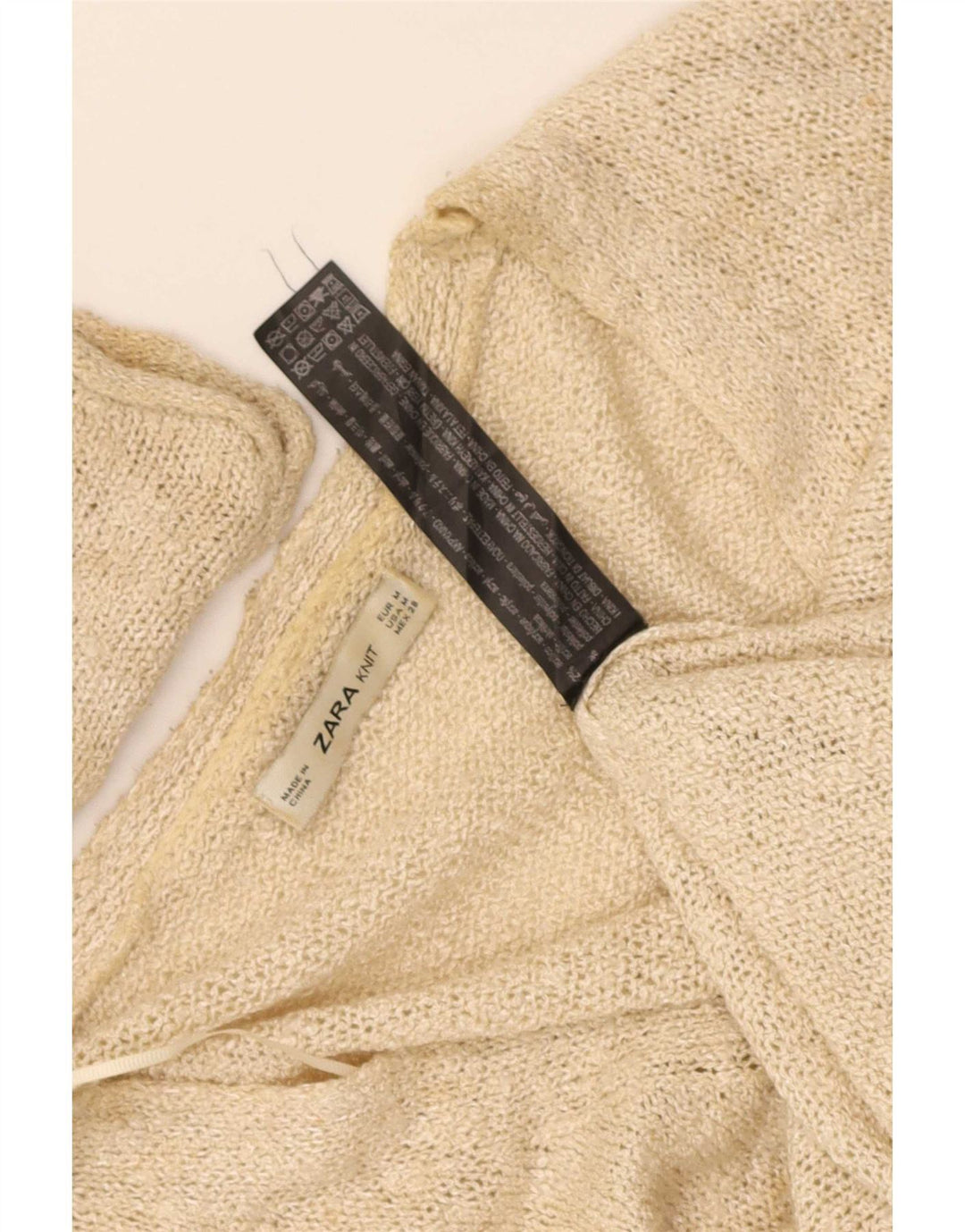 Zara Dame Oversized Cardigan Sweater UK 14 Medium Beige Akryl
