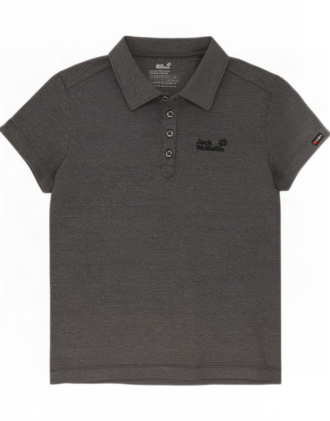 Jack Wolfskin Dame Polo Shirt UK 12/14 Medium Grey Flecked Polyester