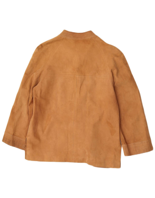 Vintage dame 3-knaps ruskind blazerjakke UK 14 Medium Beige