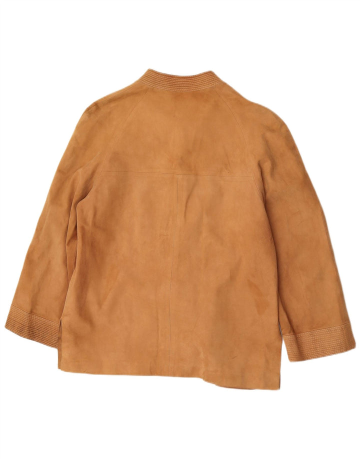 Vintage dame 3-knaps ruskind blazerjakke UK 14 Medium Beige