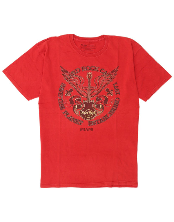 Hard Rock Cafe Herre Miami Grafisk T-Shirt Top Stor Rød Bomuld