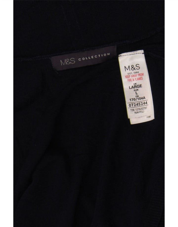 MARKS & SPENCER Womens Open Cardigan Sweater UK 14 Large Navy Blue Acrylic Vintage Marks & Spencer and Second-Hand Marks & Spencer from Messina Hembry 