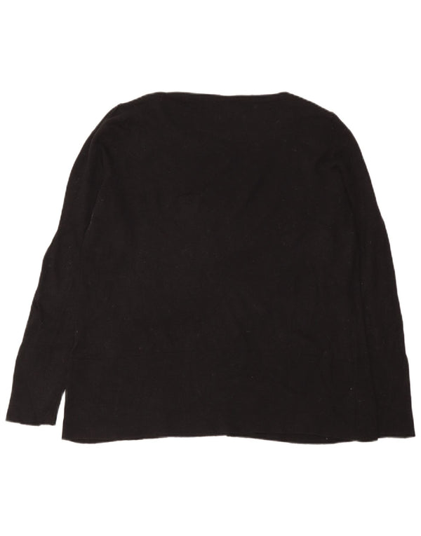Marks & Spencer Dame Boat Neck Jumper Sweater UK 16 Large Black Bomuld