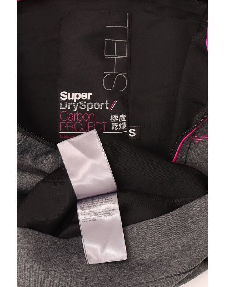 Superdry hættetrøje til kvinder med grafisk lynlås UK 10 Lille grå polyester