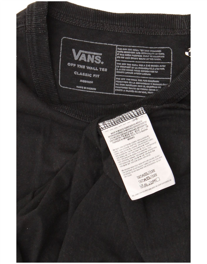 VANS Herre Classic Fit Grafisk T-Shirt Top Medium Sort Bomuld