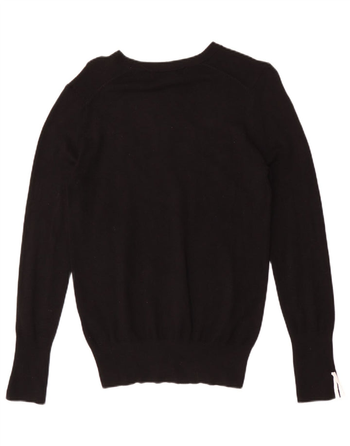 Zara Dame Boat Neck Jumper Sweater UK 12 Medium Black Viscose