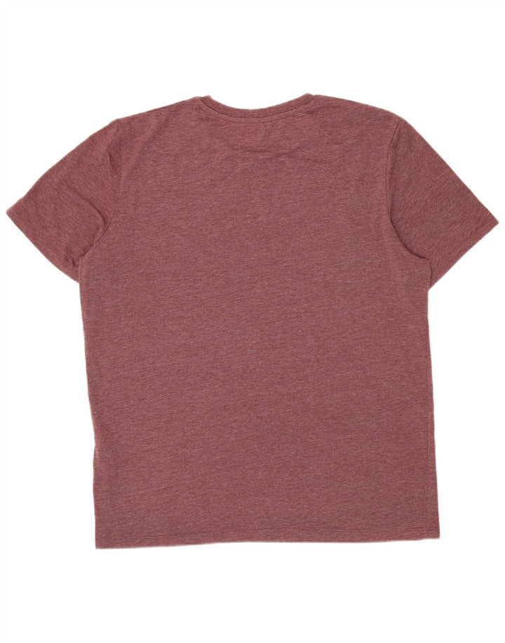 JACK & JONES Mens Graphic T-Shirt Top XL Burgundy Polyester