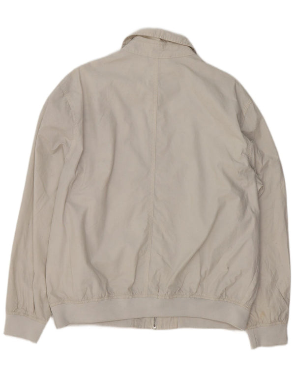 Zara Herre Bomber Jacket UK 40 Stor Hvid Nylon