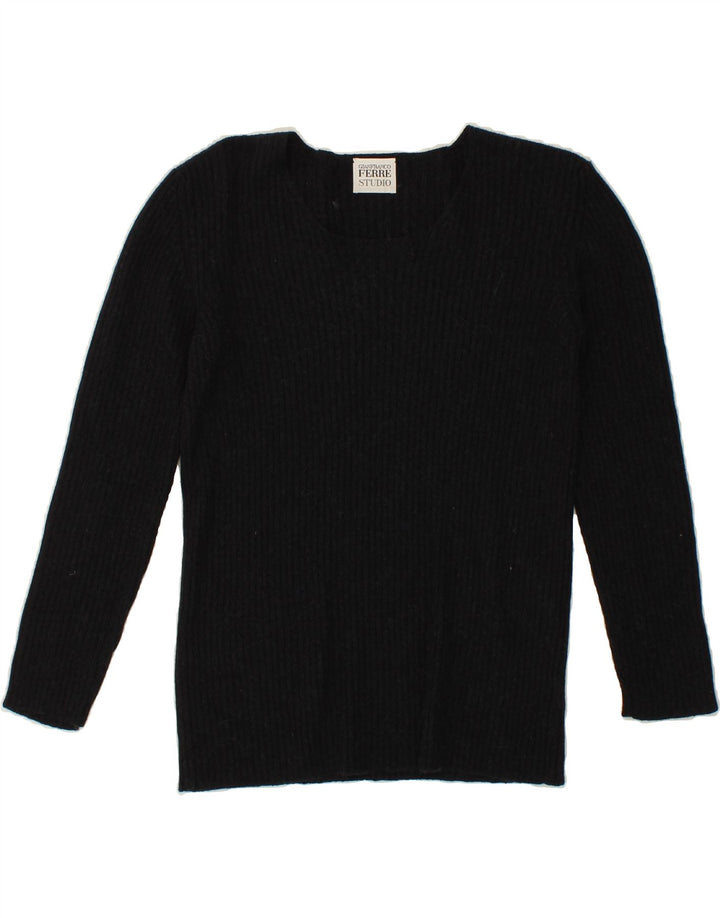 GIANFRANCO FERRE Womens Boat Neck Jumper Sweater UK 12 Medium Navy Blue Vintage Gianfranco Ferre and Second-Hand Gianfranco Ferre from Messina Hembry 