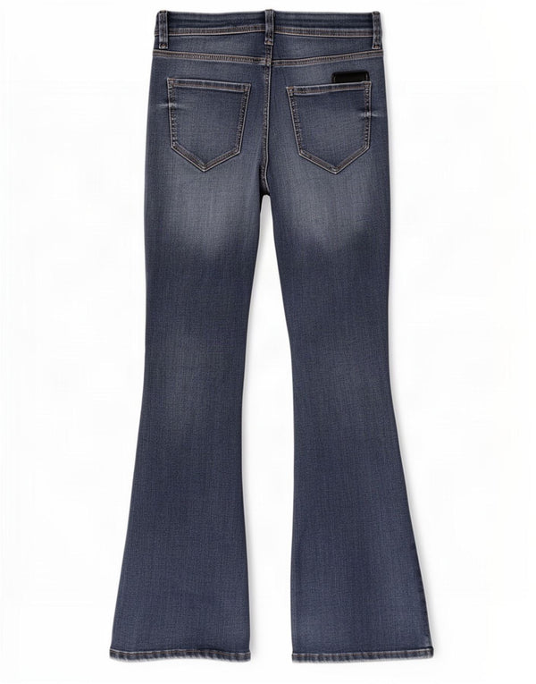 Marks & Spencer Dame Slim Flared Jeans UK 12 Medium W30 L31 Blå Bomuld