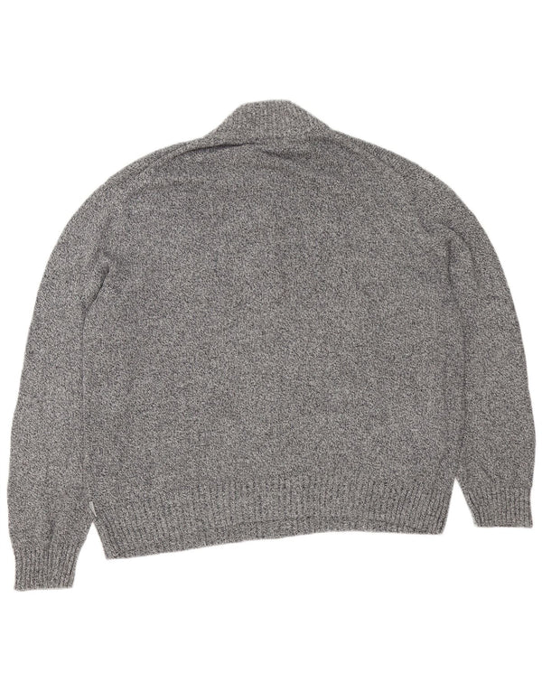 Calvin Klein Herre Zip Neck Jumper Sweater 2XL Grå Flecked Bomuld