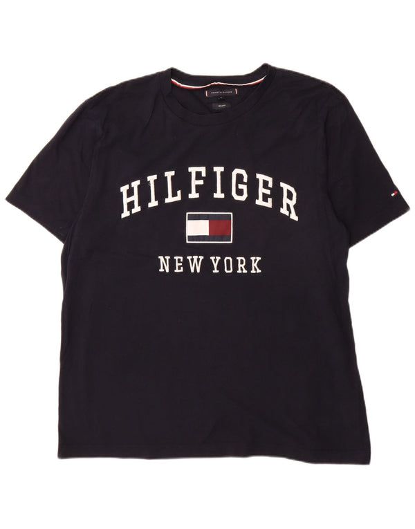Tommy Hilfiger Herre Regular Fit Grafisk T-Shirt Top XL Marineblå