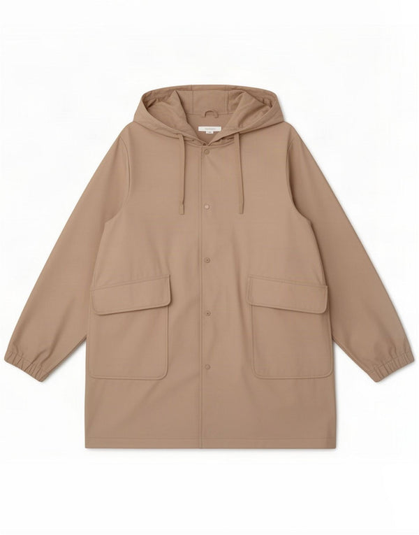 Zara Dame Hooded Parka Jacket UK 18 XL Beige Polyester