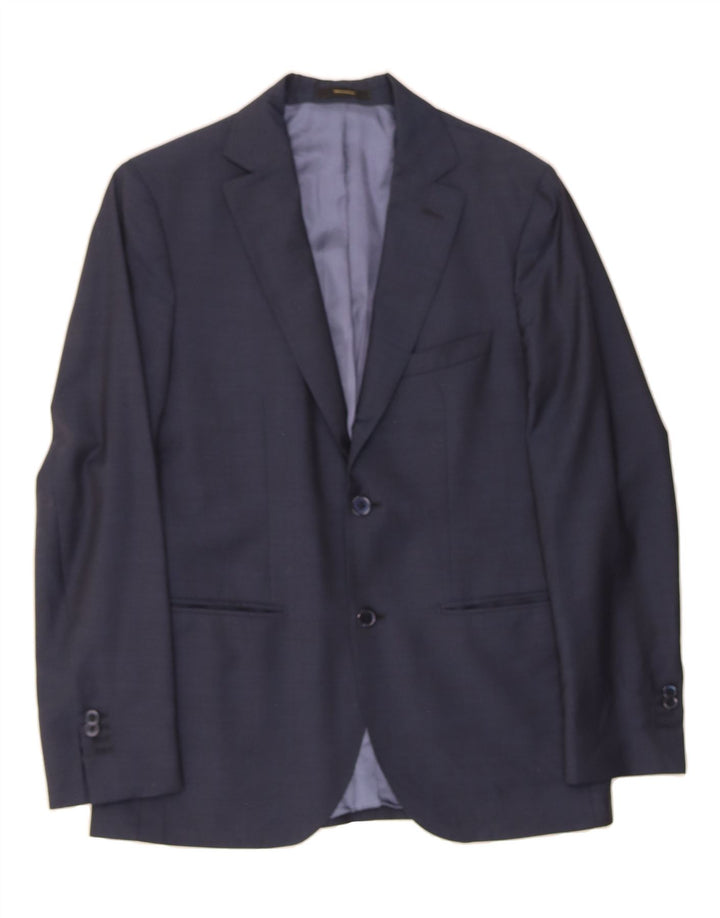 MASSIMO DUTTI Mens 2 Button Blazer Jacket EU 48 Medium Navy Blue Wool Vintage Massimo Dutti and Second-Hand Massimo Dutti from Messina Hembry 