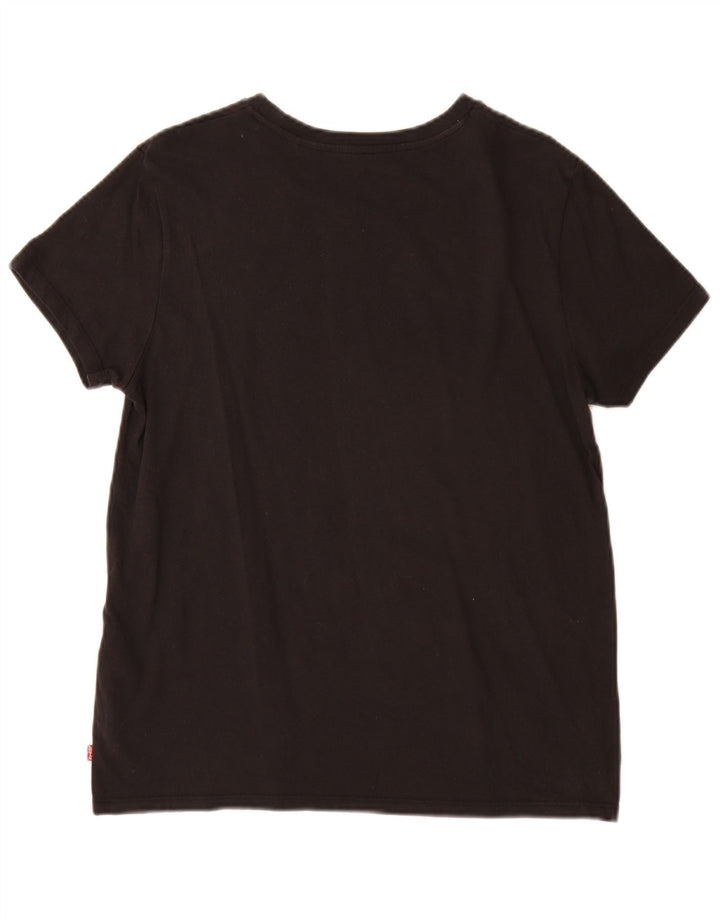 Levi's Dame Grafisk T-Shirt Top UK 14 Medium Sort Bomuld