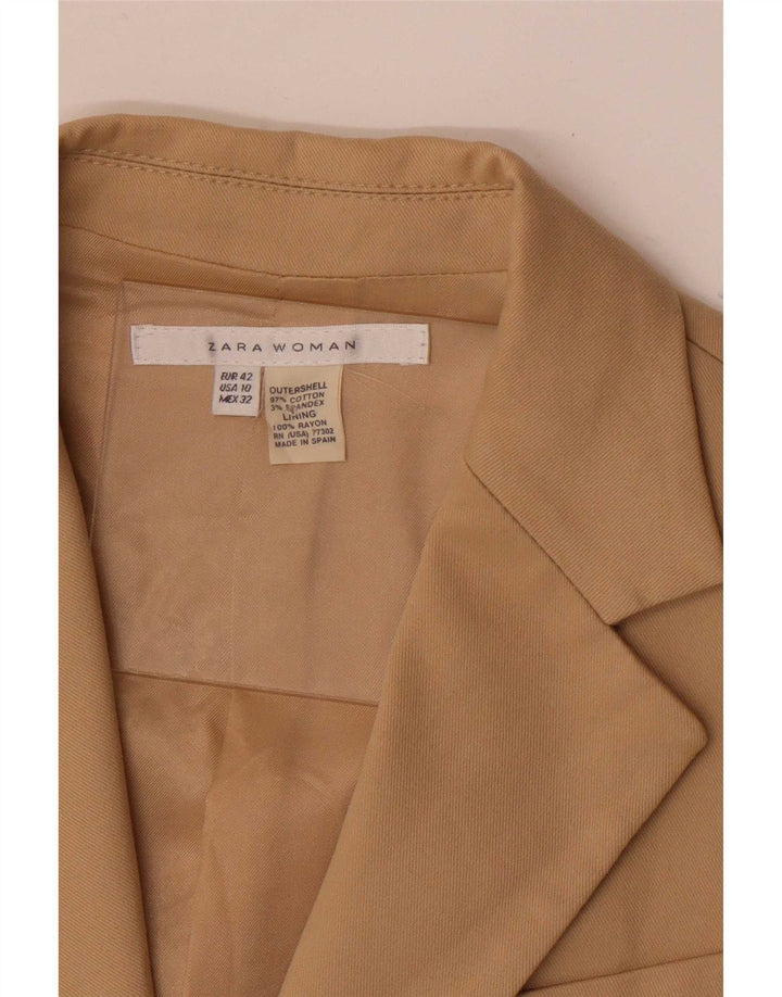Zara Dame 2-knaps blazerjakke EU 42 Large Beige Cotton