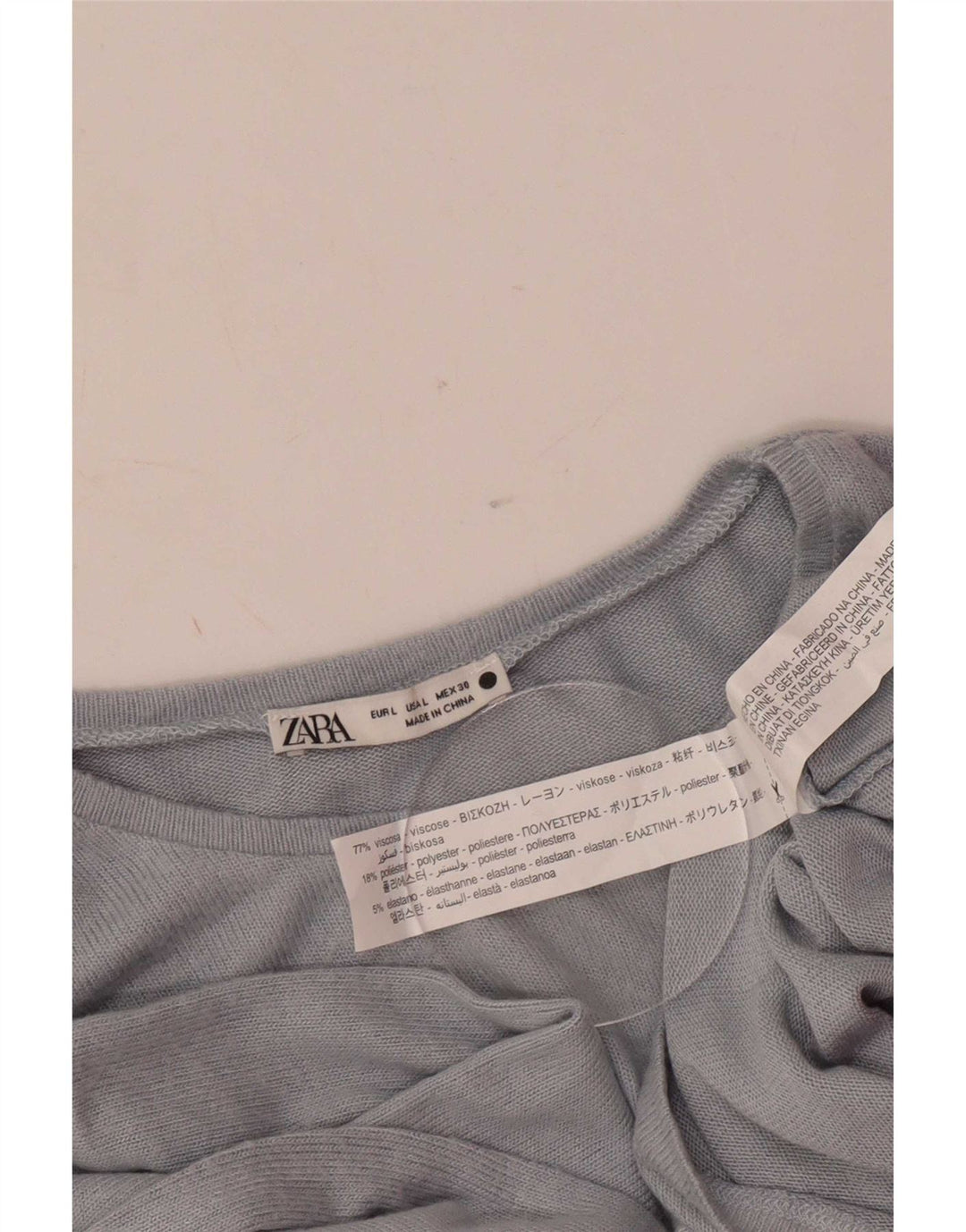 Zara Dametop Langærmet UK 14 Stor Grå Viscose