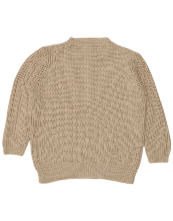 Zara Dame Turtle Neck Jumper Sweater UK 16 Stor Beige Akryl