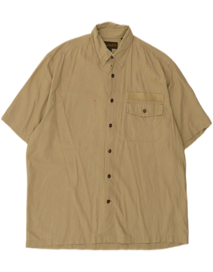 TIMBERLAND Kortærmet skjorte til mænd Stor beige hør