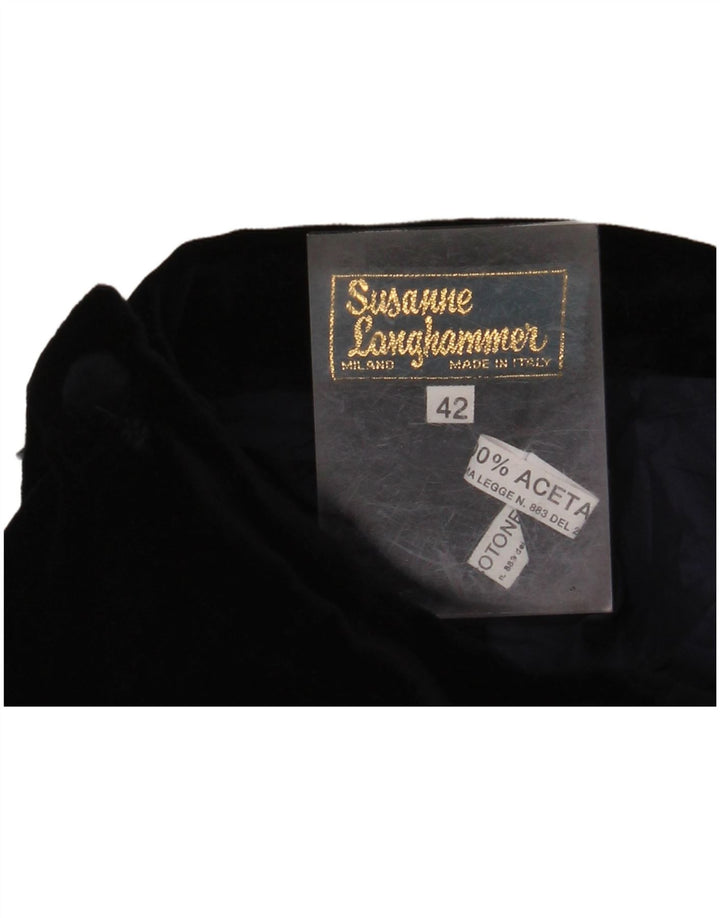 VINTAGE Kvinders Velvet High Waist Pencil Skirt IT 42 Medium W26 Navy Blue