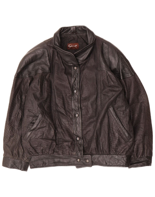 Vintage læderjakke til kvinder IT 44 Medium sort læder