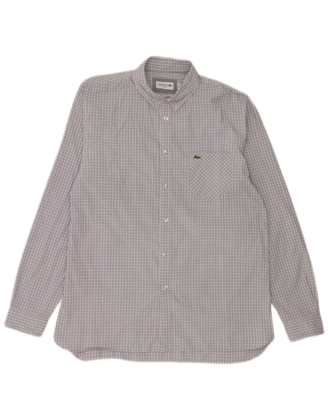 Lacoste Herre Slim Fit skjorte størrelse 42 Large Blue Gingham Cotton