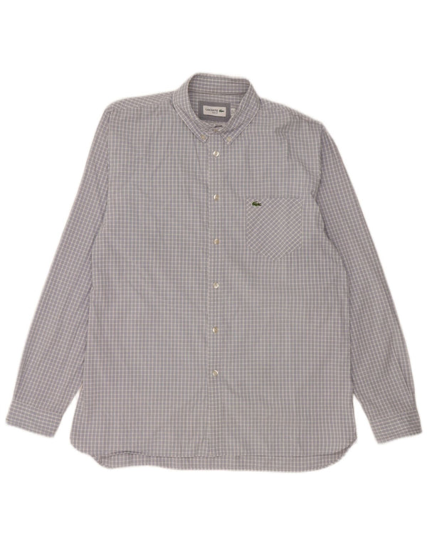 Lacoste Herre Slim Fit skjorte størrelse 42 Large Blue Gingham Cotton