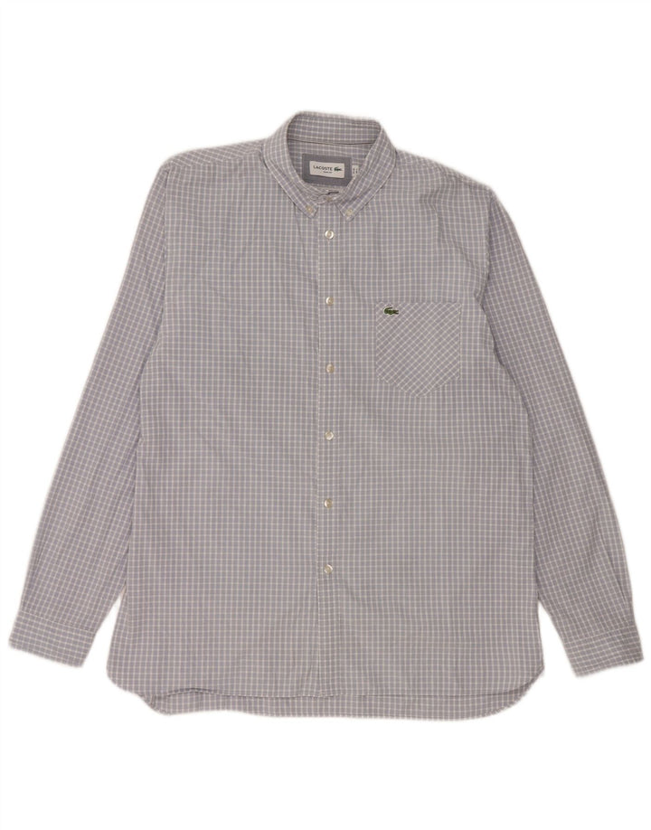 Lacoste Herre Slim Fit skjorte størrelse 42 Large Blue Gingham Cotton