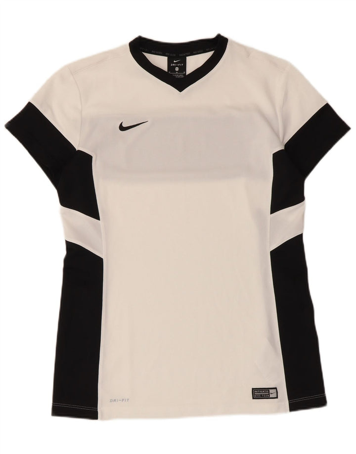 Nike Herre Dri Fit T-shirt Top Medium White Colourblock Polyester