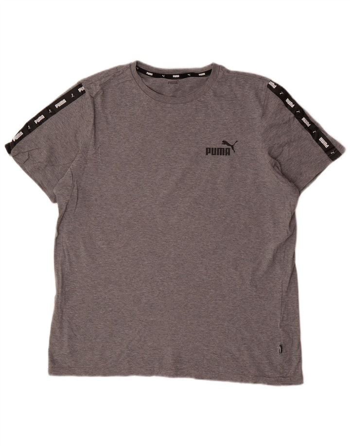 Puma Herre Grafisk T-Shirt Top Stor Grå Colourblock Bomuld