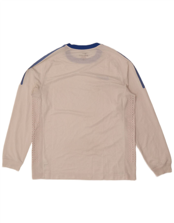 Nike Herre Dri Fit Top Langærmet Stor hvid Colourblock Polyester