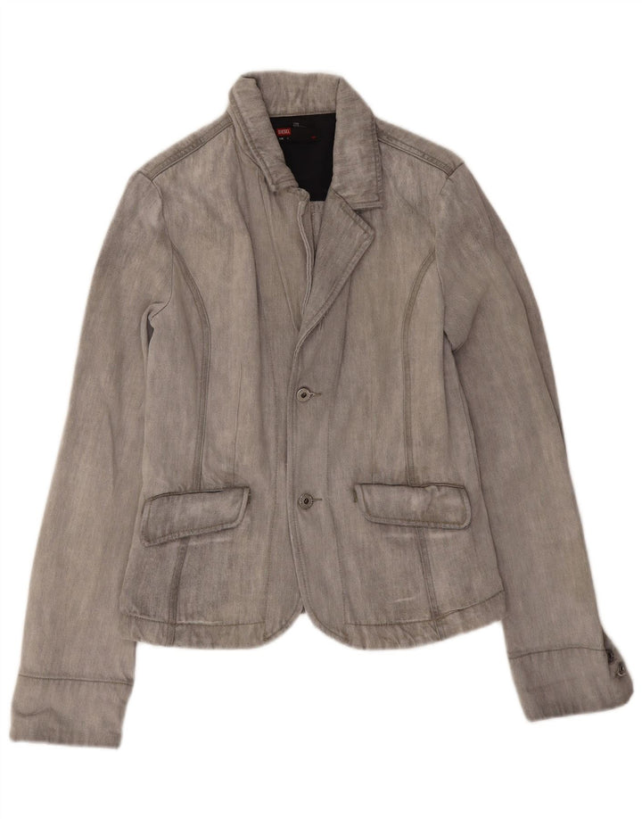 Diesel Dame 2 Button Blazer Jacket UK 14 Large Grå Bomuld