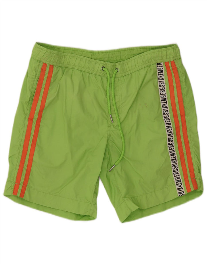 Bikkembergs Herre grafiske svømmeshorts Medium Grøn Stribet Polyamid