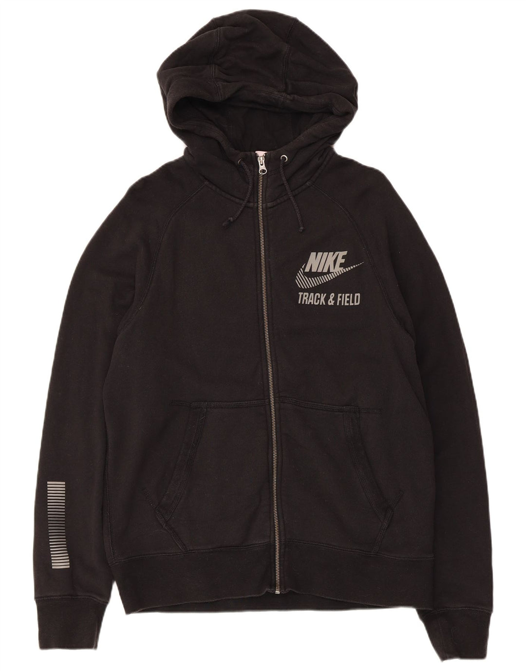 Nike Herre grafisk hættetrøje med lynlås, medium sort bomuld