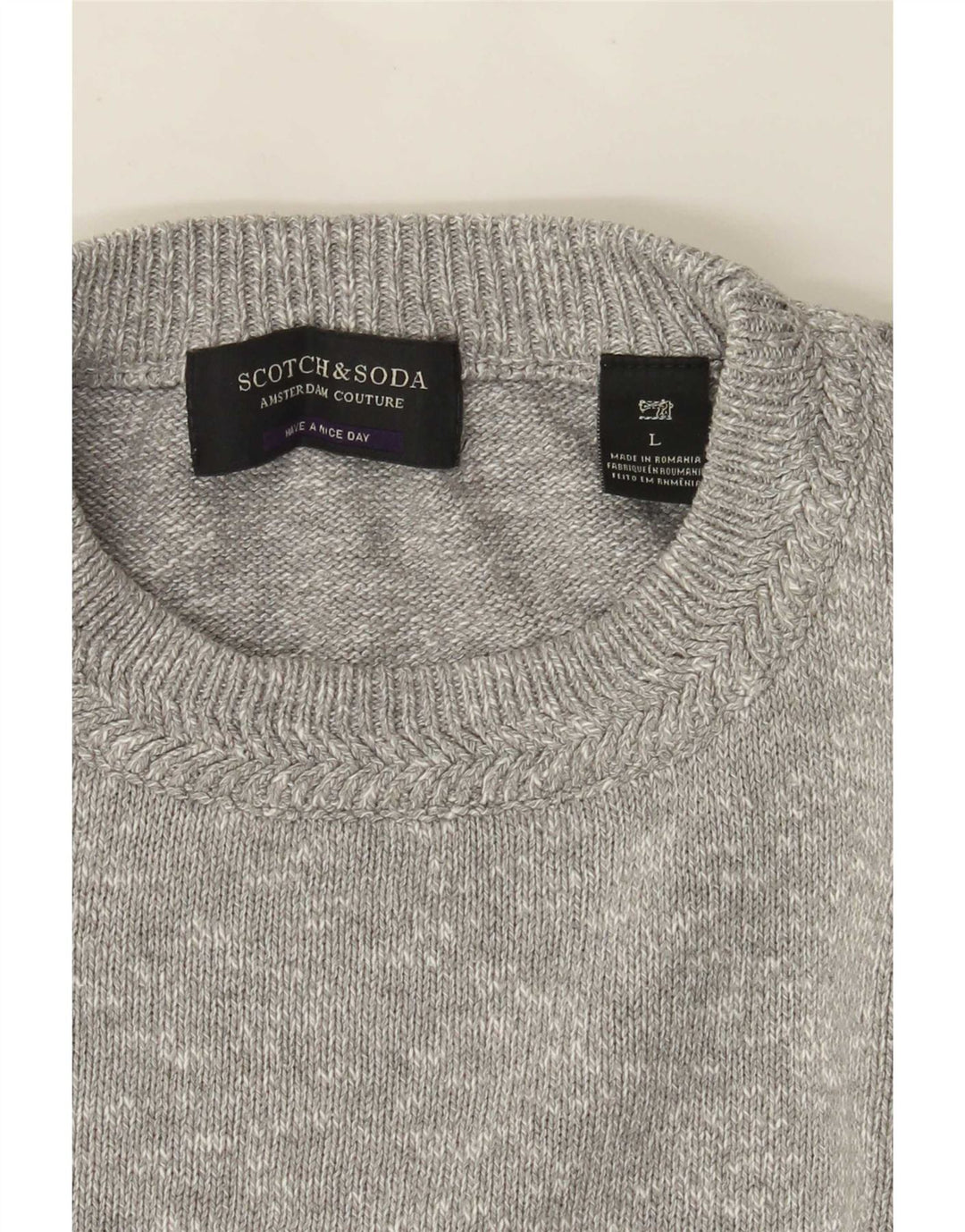 Scotch & Soda til mænd med rund hals trøje, stor grå flækket