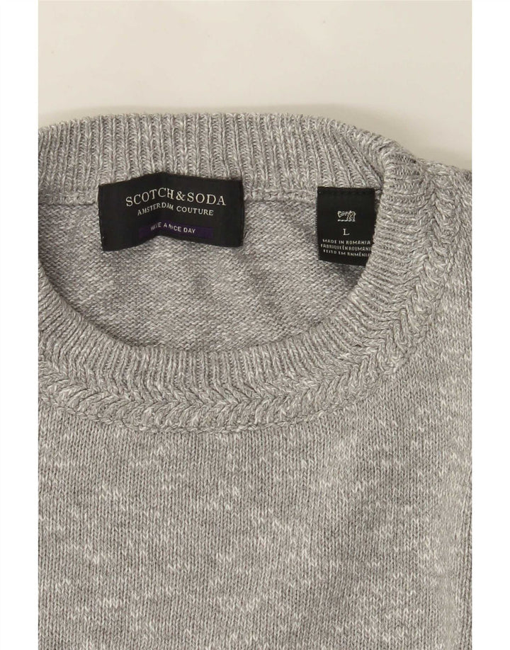 Scotch & Soda til mænd med rund hals trøje, stor grå flækket