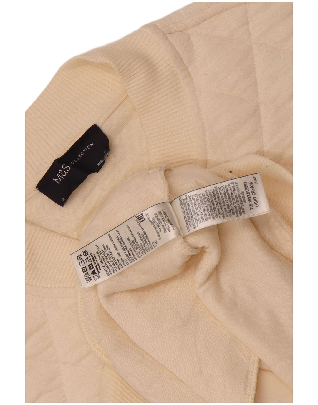 Marks & Spencer Dame Oversized Quiltet Jakke UK 12 Medium Off White
