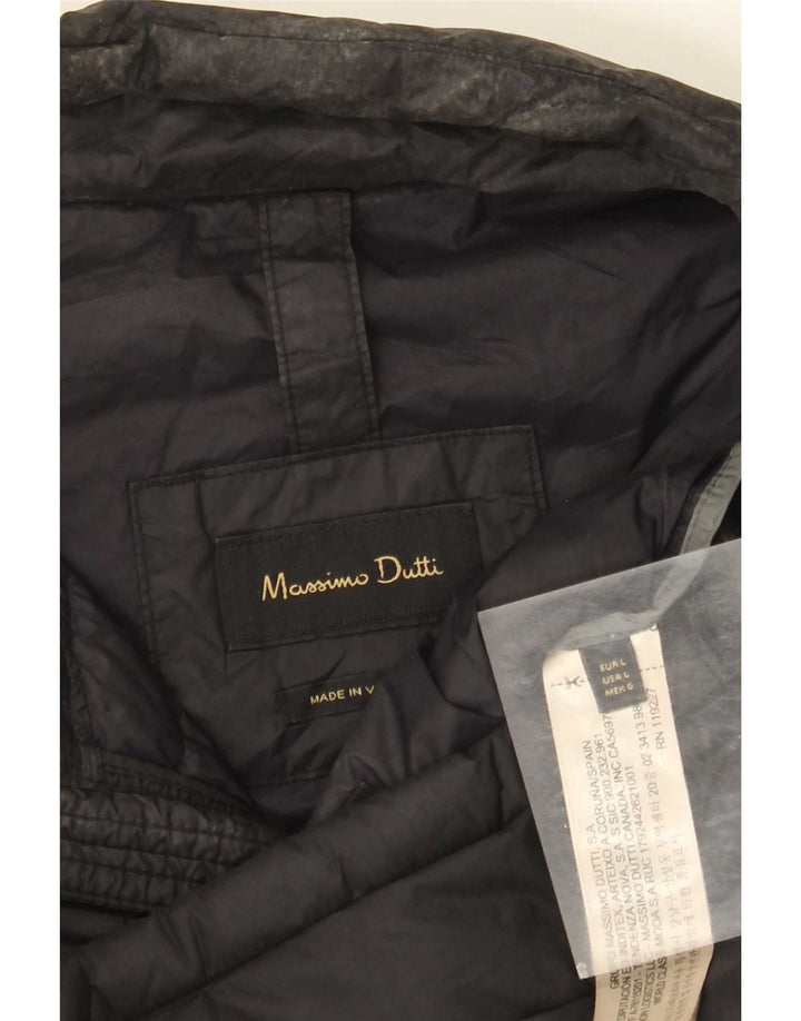 Massimo Dutti Herre Polstret Jakke UK 40 Stor Sort Nylon
