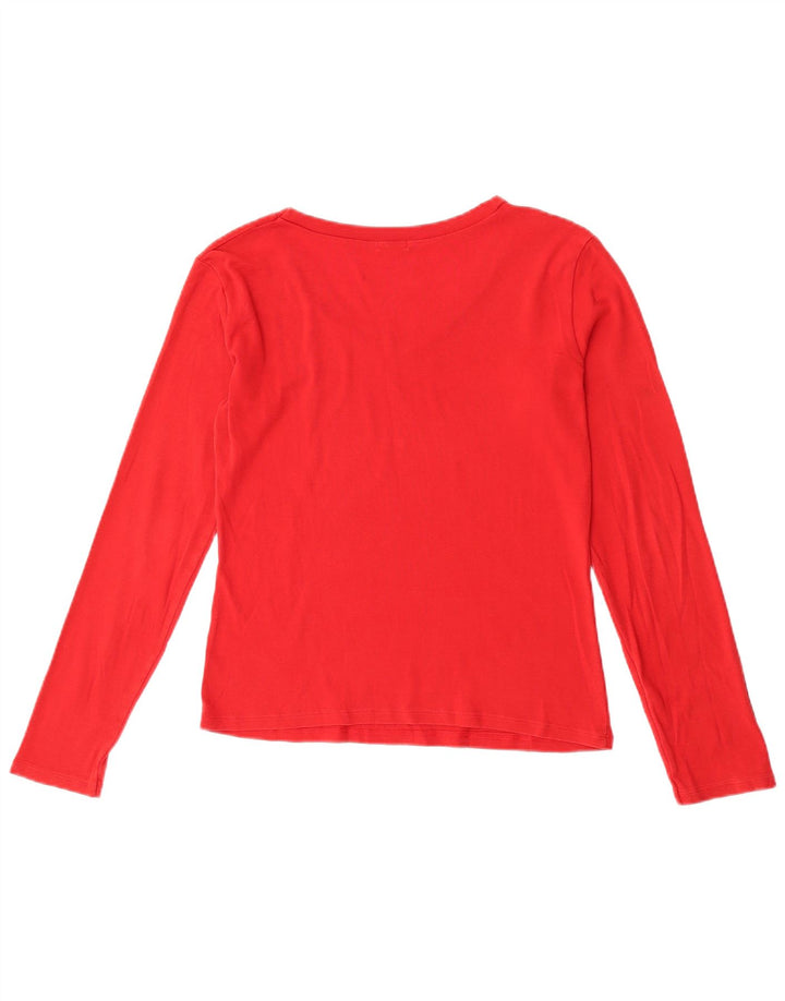 Benetton Womens Crop Top Langærmet UK 14 Medium Rød