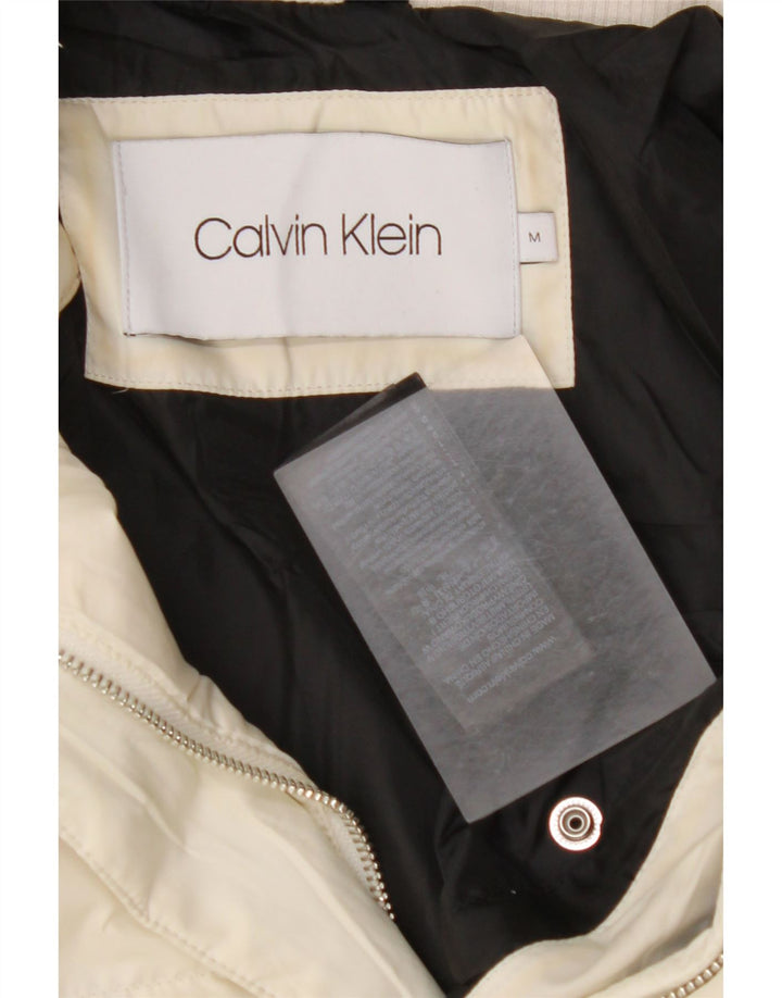 CALVIN KLEIN Polstret hættejakke til kvinder UK 14 Medium Off White Polyester