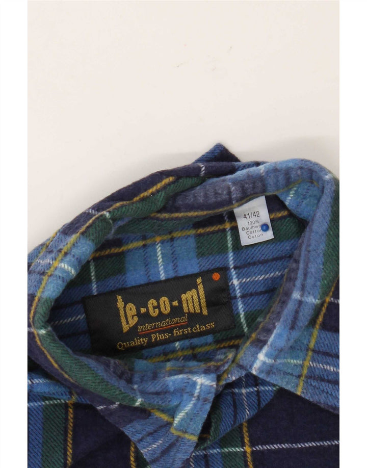 Vintage herre flannel skjorte størrelse 41/42 Stor blå ternet bomuld
