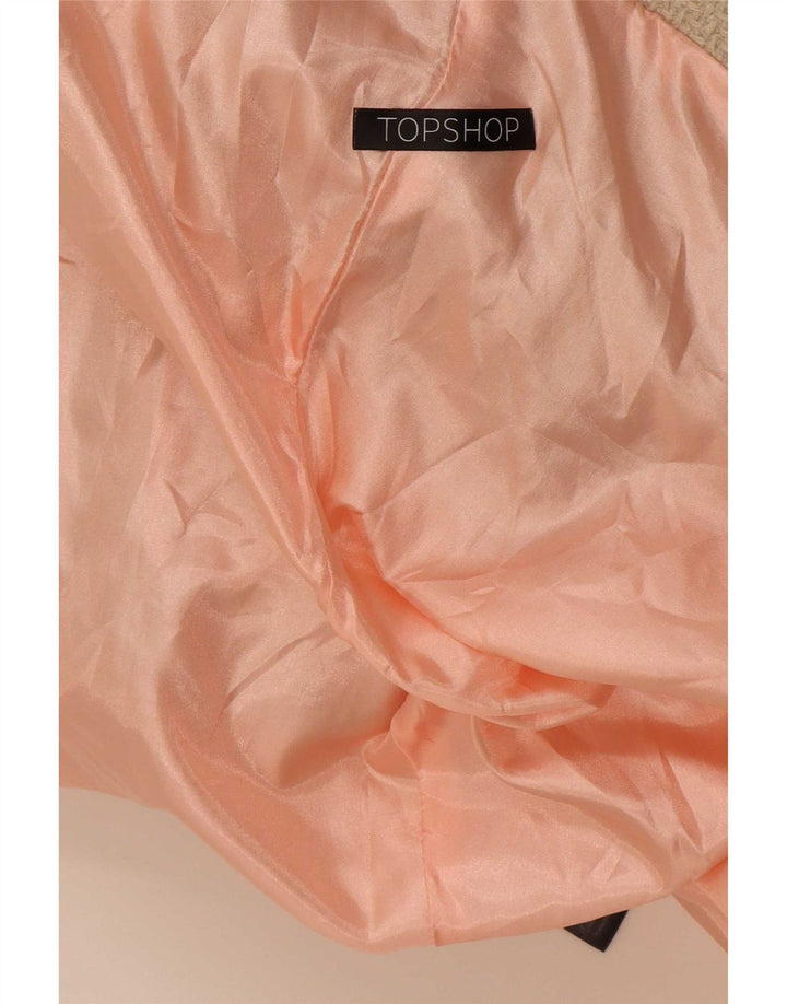 Topshop Dame Overfrakke UK 12 Medium Beige Colourblock Polyester