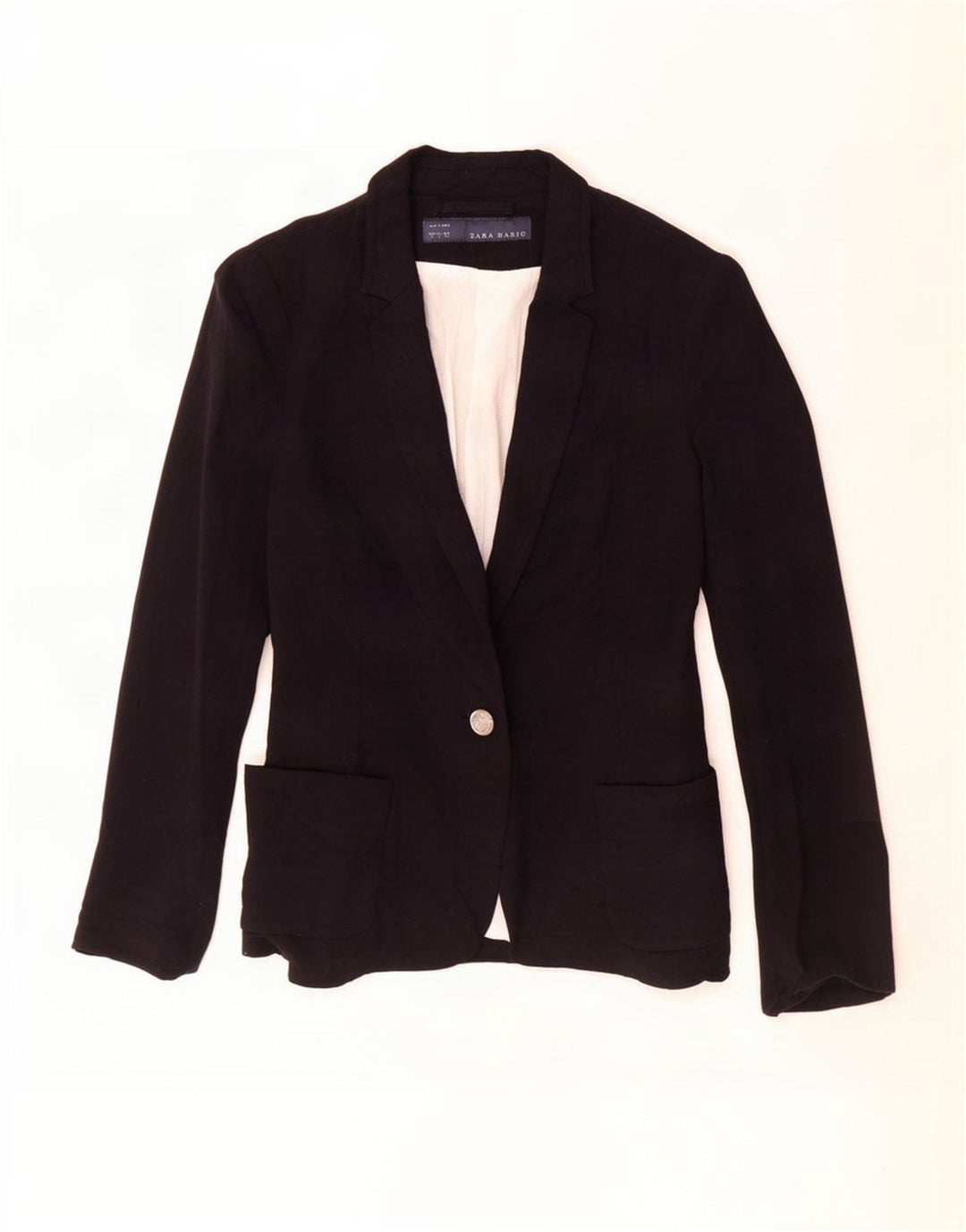 Zara Dame 1 Knap Blazer Jacket UK 10 Small Black Viscose