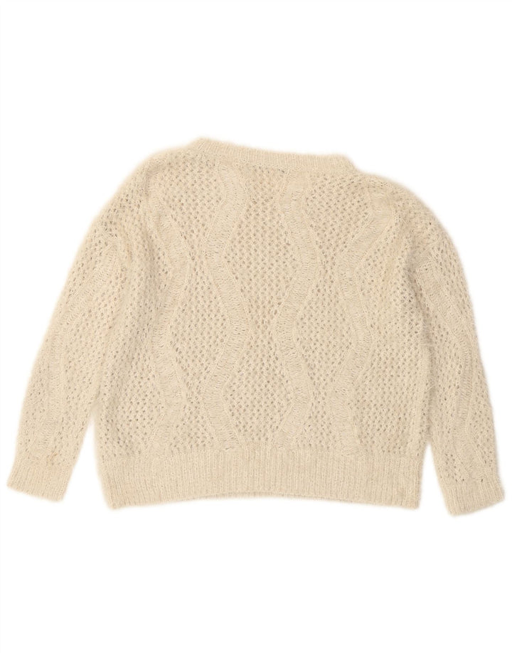 Marks & Spencer Dame Boat Neck Jumper Sweater UK 14 Large Off White