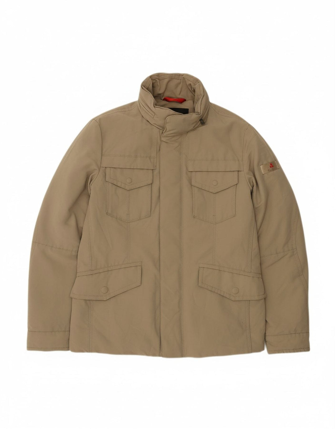 PEUTEREY Mens Hooded Padded Jacket UK 38 Medium Beige Polyester