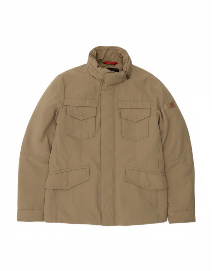 PEUTEREY Mens Hooded Padded Jacket UK 38 Medium Beige Polyester